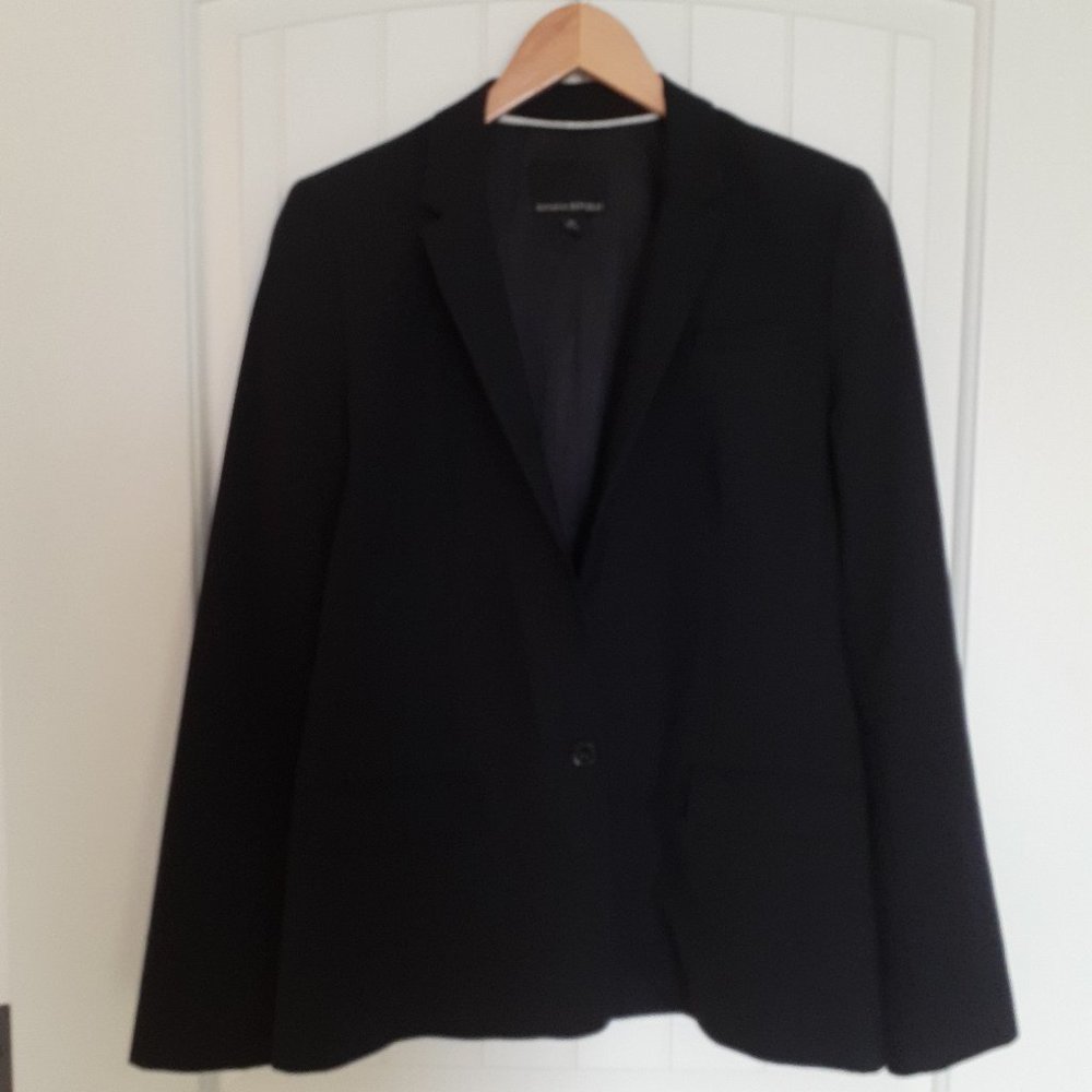Banana Republic Lightweight Wool Single Button Blazer Black Size 10